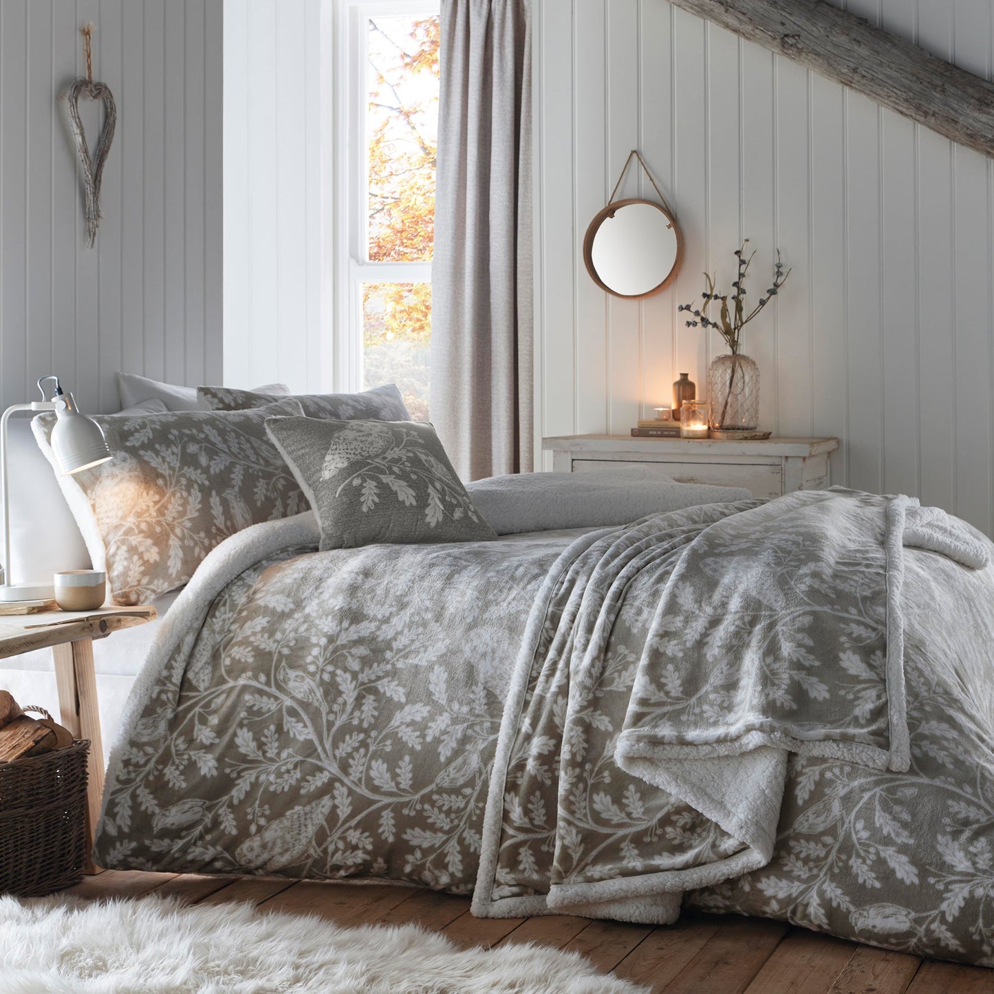 Woodland Owls Duvet Cover Set by Dreams & Drapes Lodge in Sage - Duvet Cover Set - Dreams & Drapes Lodge