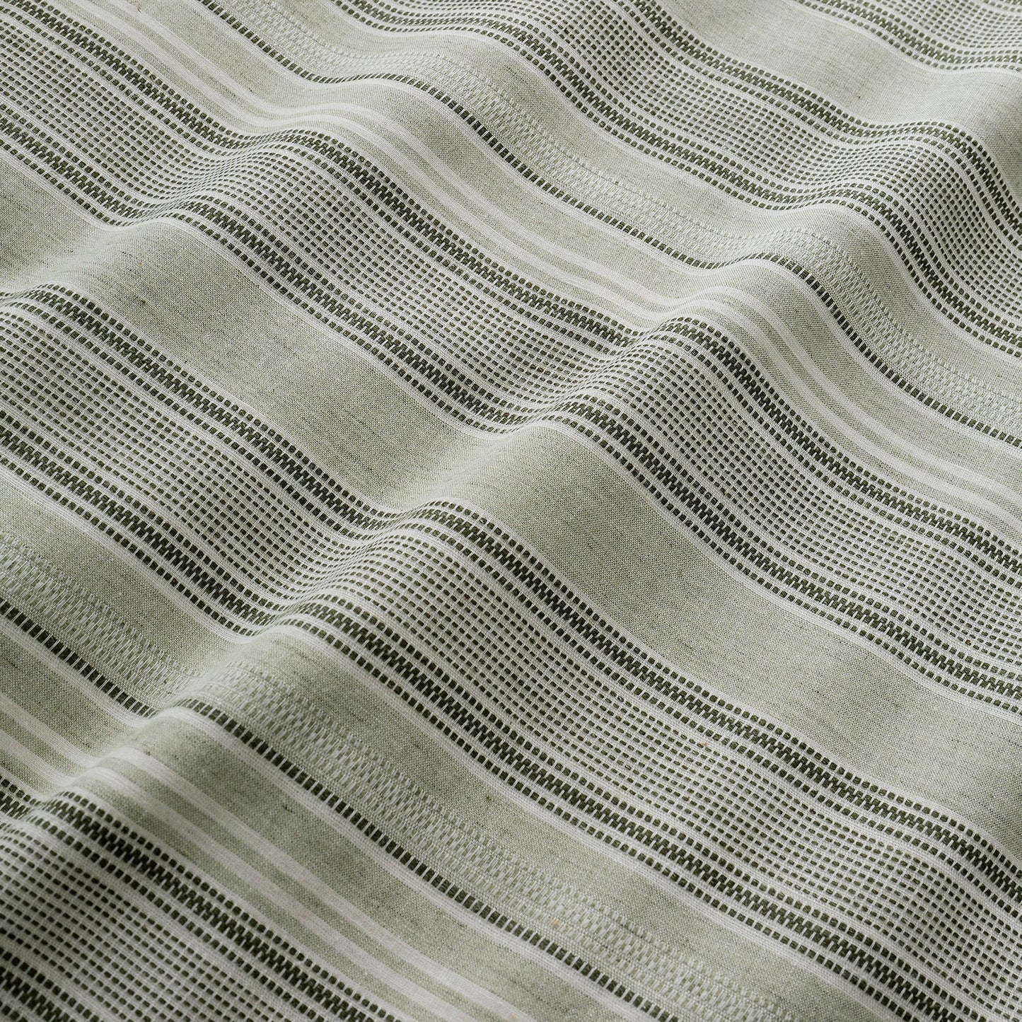 Yarn Dyed Woven Wide Stripe Duvet Cover Set in Green