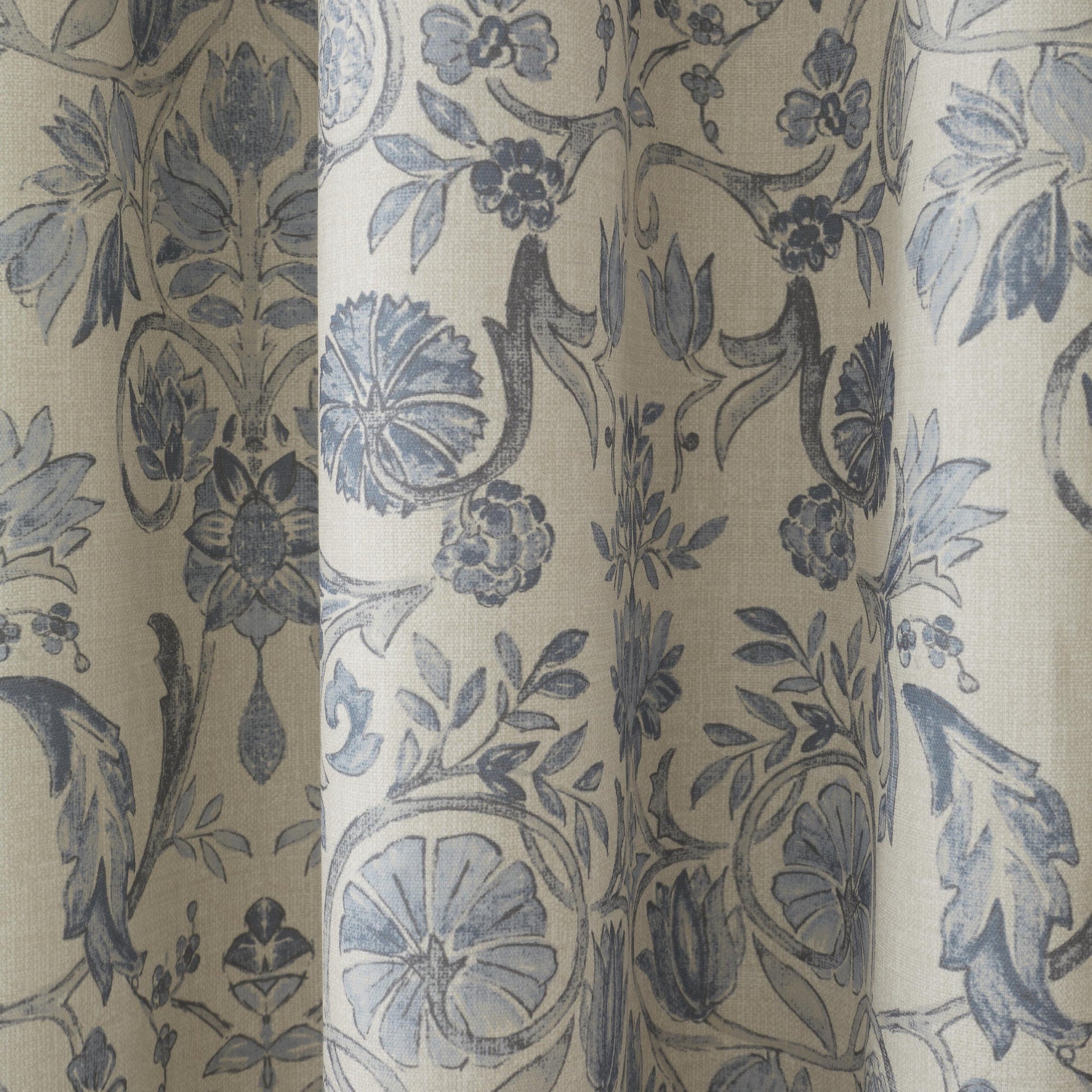 Averie Pair of Pencil Pleat Curtains With Tie-Backs by Dreams & Drapes Design in Blue - Pair of Pencil Pleat Curtains With Tie-Backs - Dreams & Drapes Design