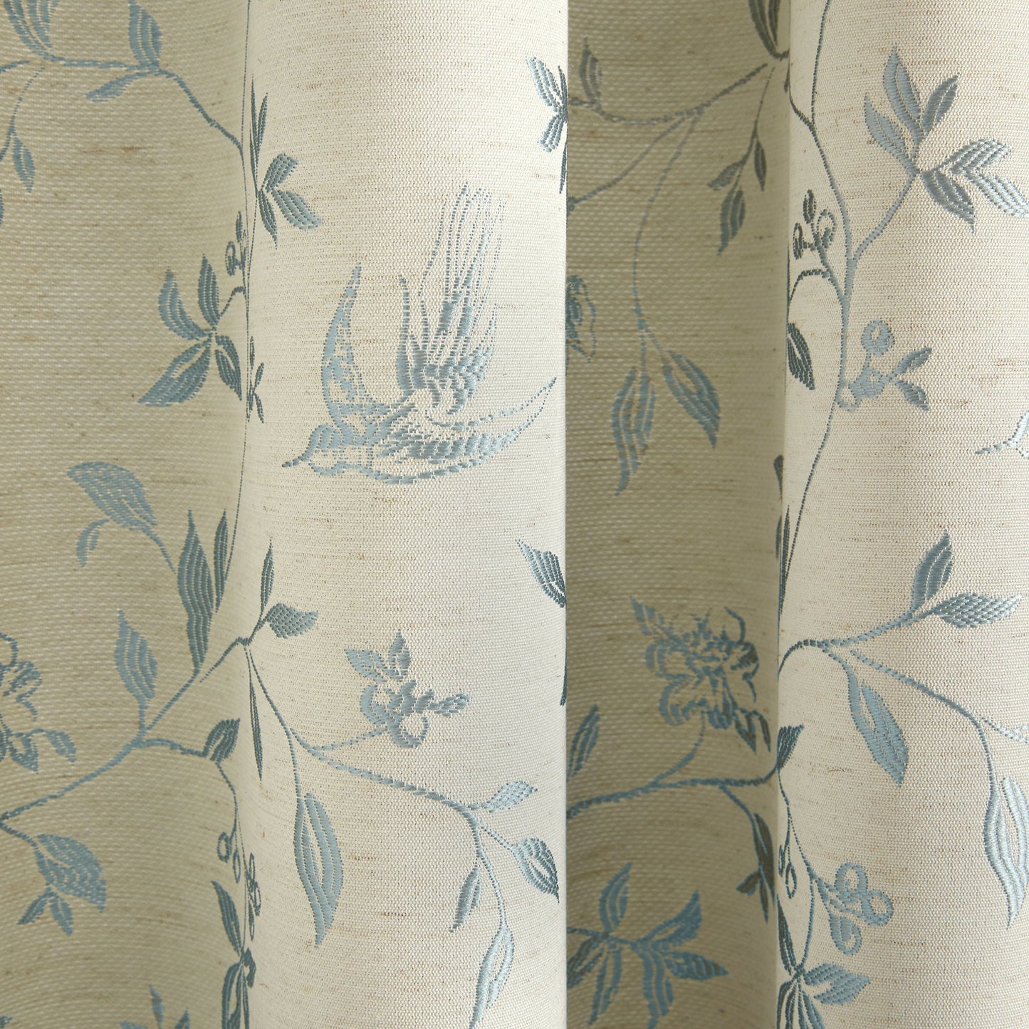 Bird Trail Pair of Pencil Pleat Curtains by Curtina in Duck Egg - Pair of Pencil Pleat Curtains - Curtina