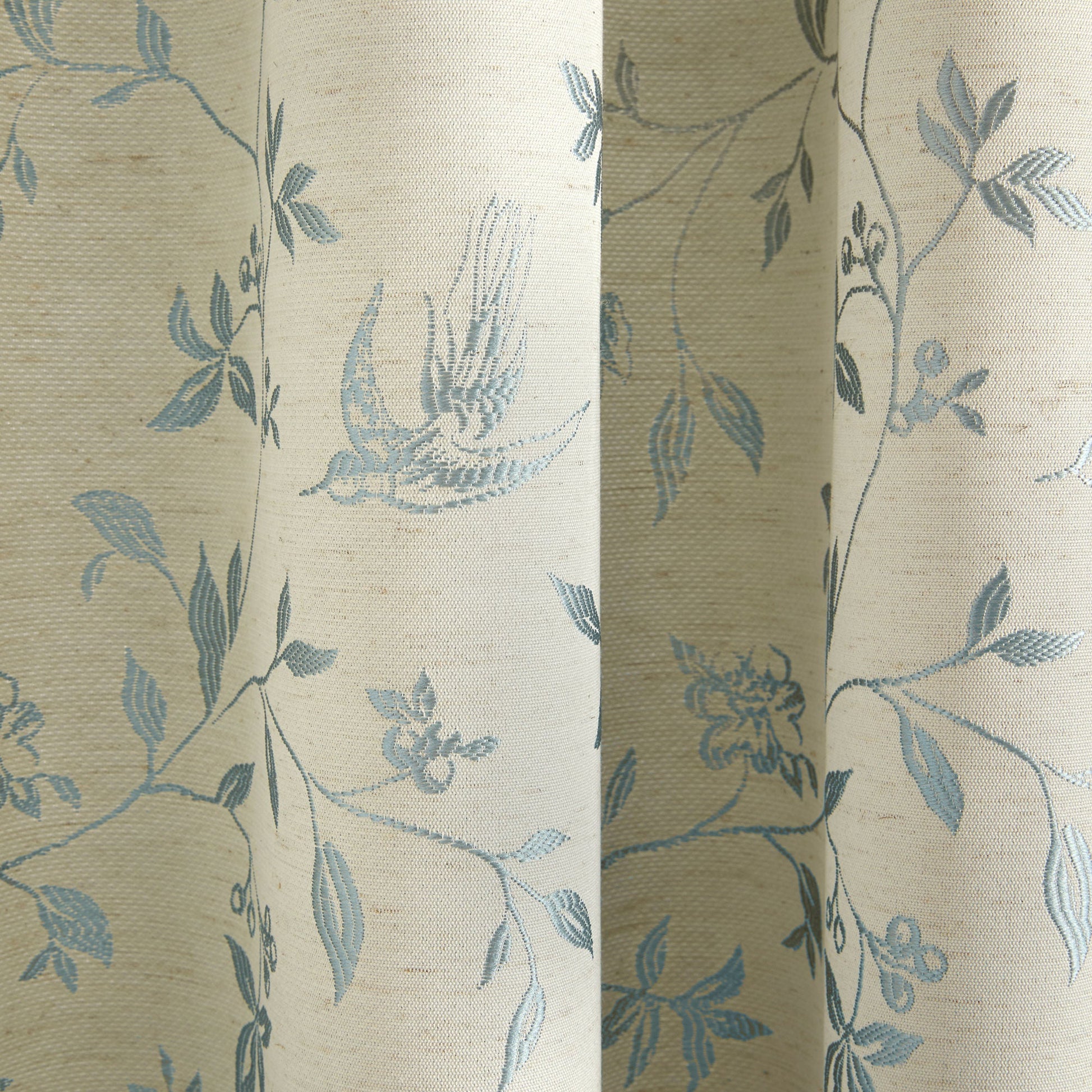 Bird Trail Pair of Pencil Pleat Curtains by Curtina in Duck Egg - Pair of Pencil Pleat Curtains - Curtina