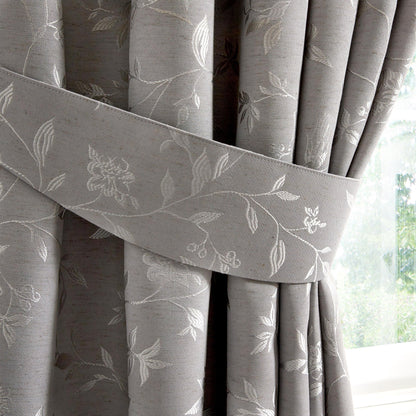 Bird Trail Pair Of Curtain Tiebacks by Curtina in Grey 26" x 4" - Pair Of Curtain Tiebacks - Curtina