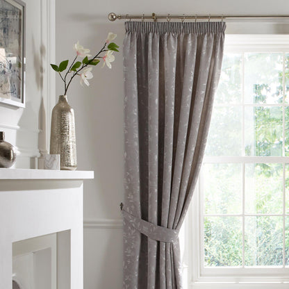 Bird Trail Pair Of Curtain Tiebacks by Curtina in Grey 26" x 4" - Pair Of Curtain Tiebacks - Curtina