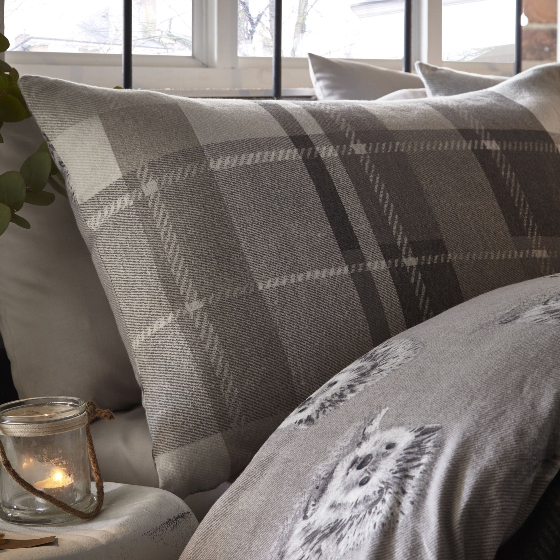 Colville Check Duvet Cover Set by Dreams & Drapes Lodge in Grey - Duvet Cover Set - Dreams & Drapes Lodge