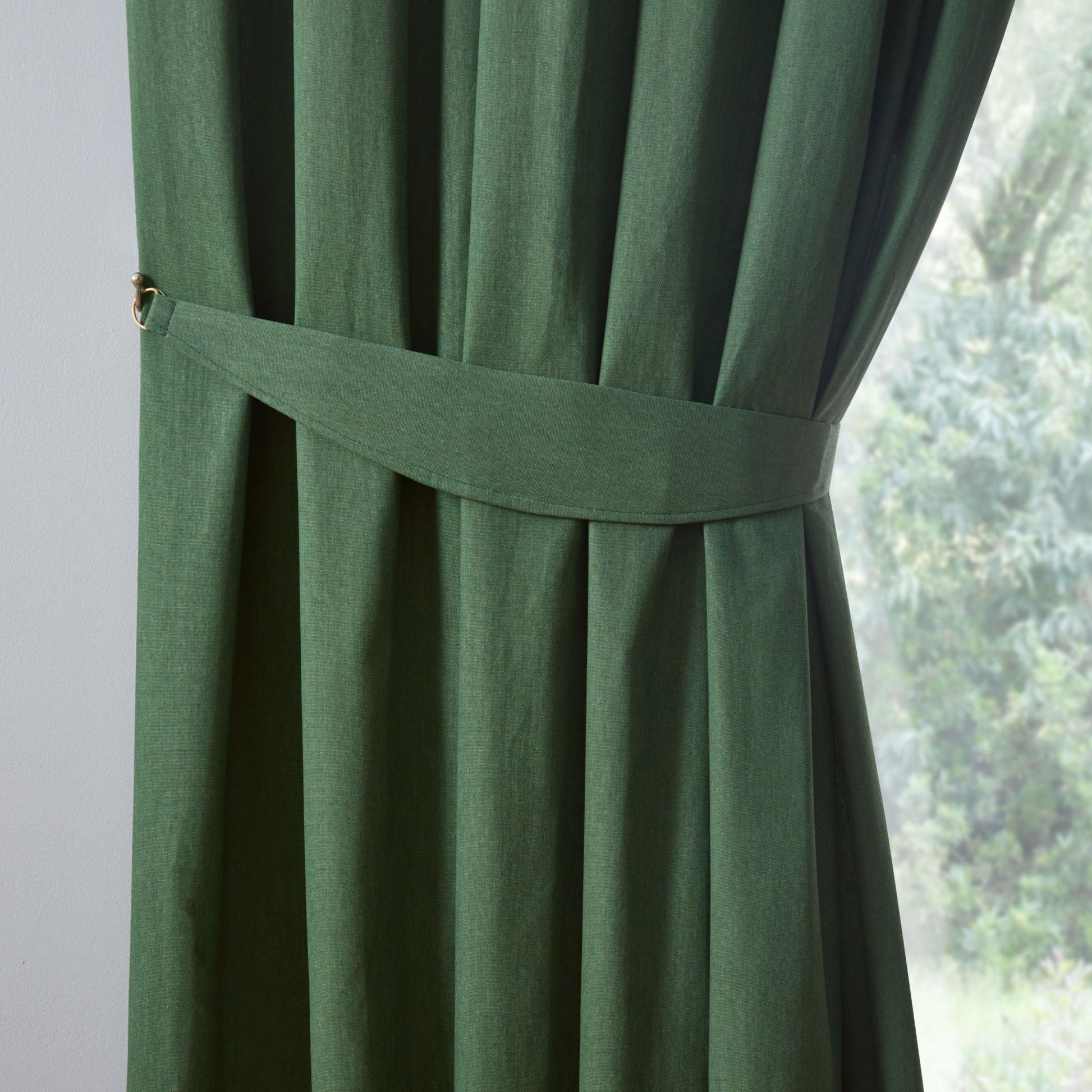 Dijon Pair Of Curtain Tiebacks by Fusion in Bottle Green 26" x 4" - Pair Of Curtain Tiebacks - Fusion