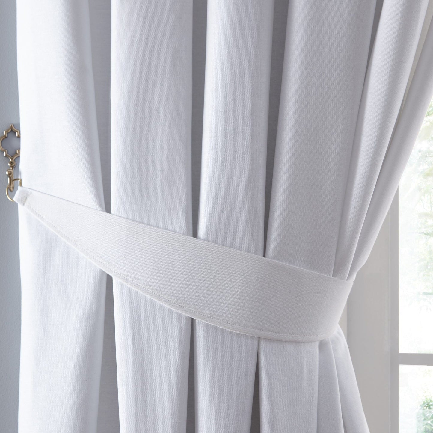 Dijon Pair Of Curtain Tiebacks by Fusion in White 26" x 4" - Pair Of Curtain Tiebacks - Fusion