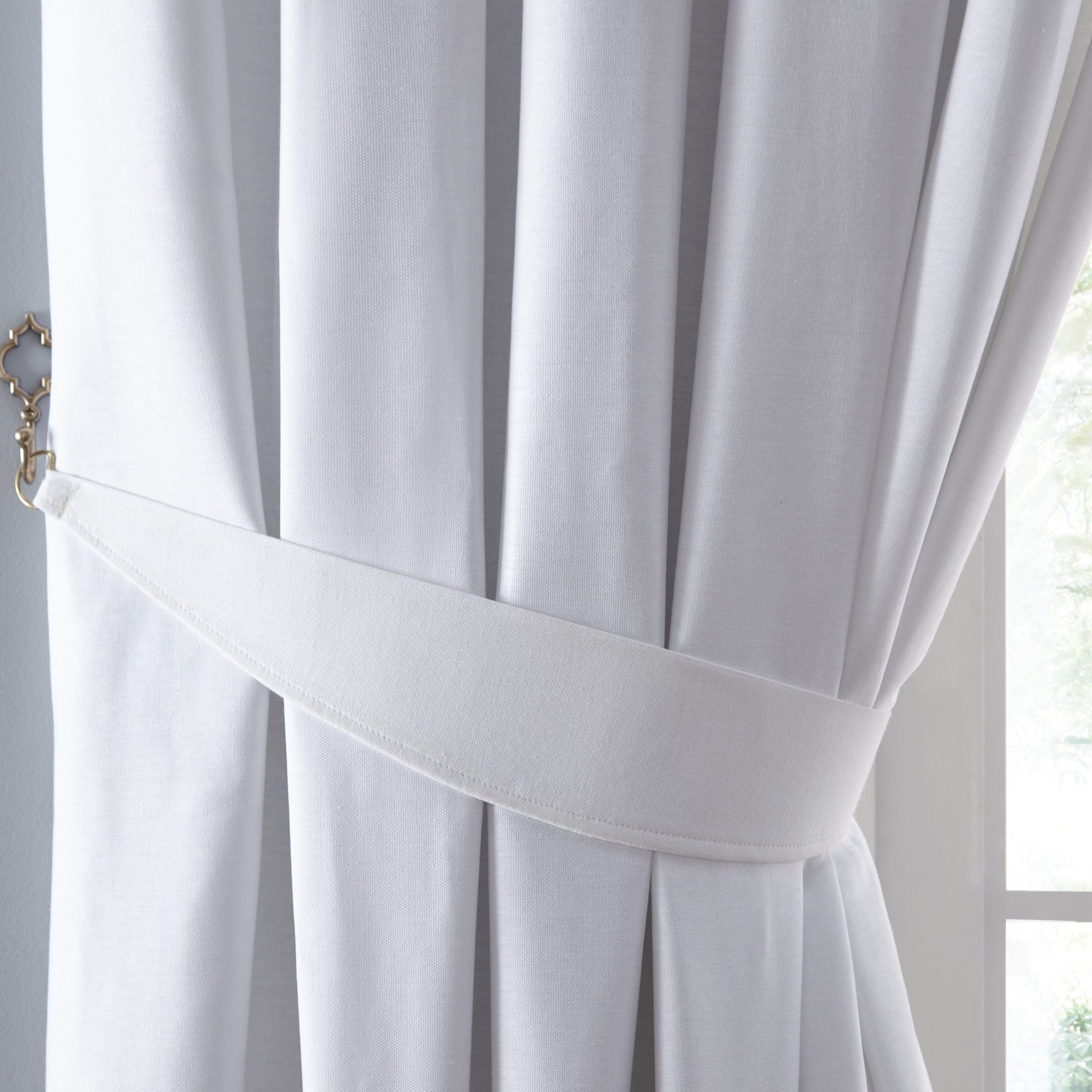 Dijon Pair Of Curtain Tiebacks by Fusion in White 26" x 4" - Pair Of Curtain Tiebacks - Fusion