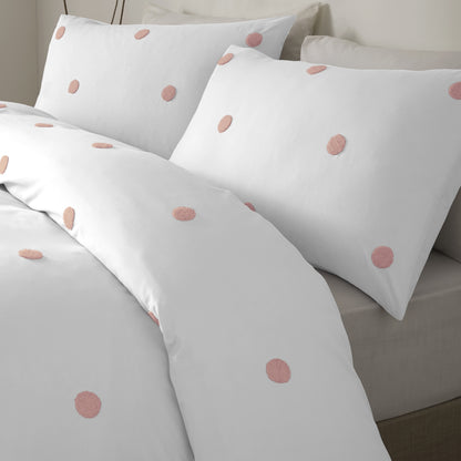 Dot Garden Duvet Cover Set in White with Pink Dots