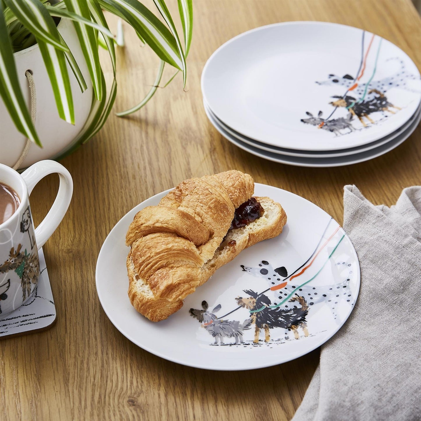 Ulster Weavers Dog Days Side Plate - Porcelain - 4 Pack One Size in White - Plates - Ulster Weavers
