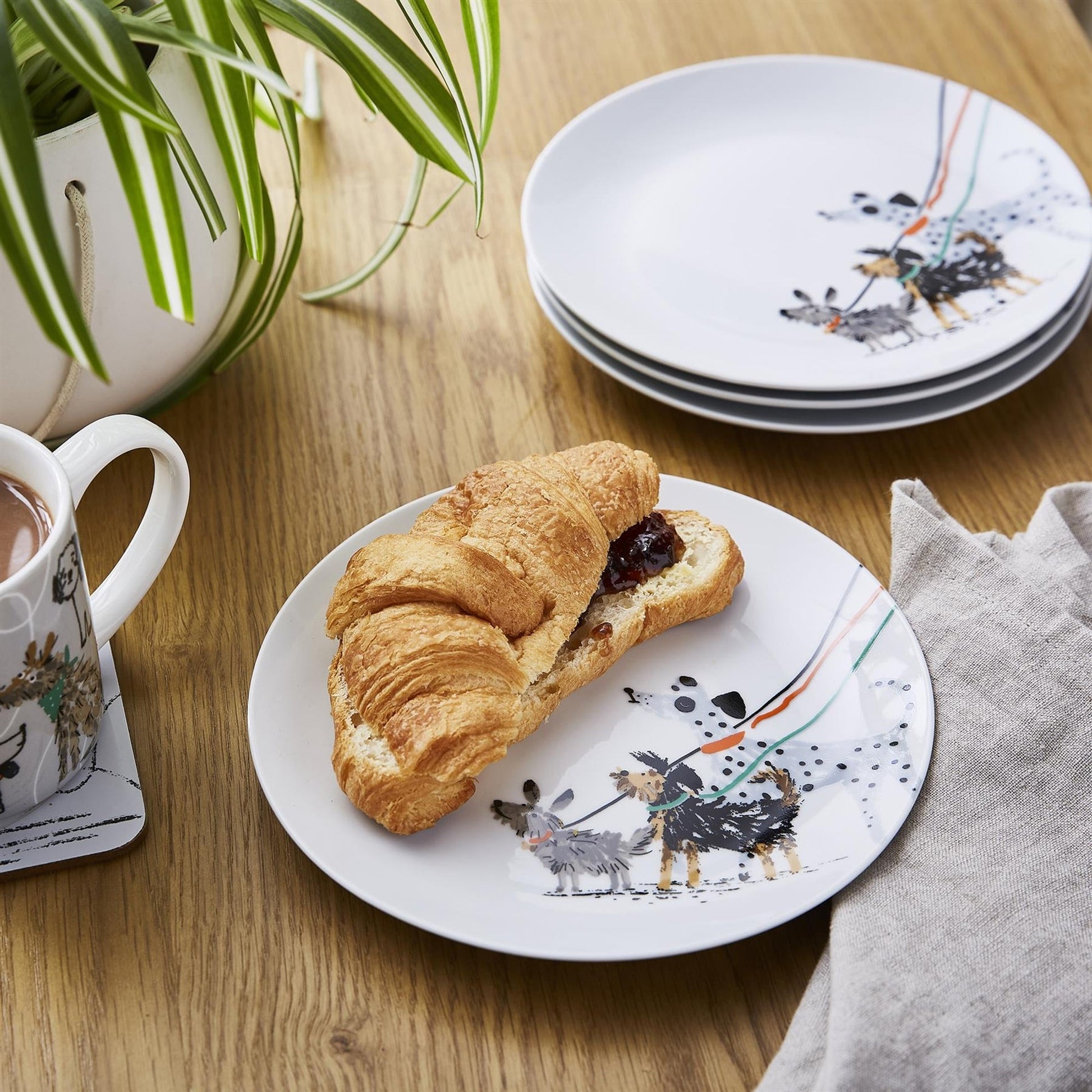 Ulster Weavers Dog Days Side Plate - Porcelain - 4 Pack One Size in White - Plates - Ulster Weavers