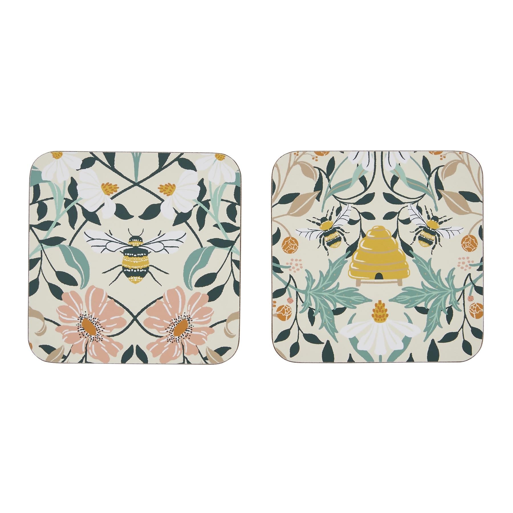 Ulster Weavers Bee Bloom Coasters - 4 Pack One Size in Yellow - Coaster - Ulster Weavers