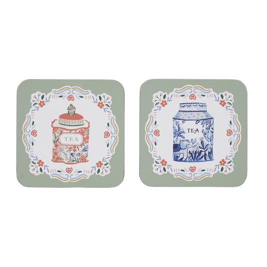 Ulster Weavers Tea Tins Coasters - 4 Pack One Size in Multi - Coaster - Ulster Weavers