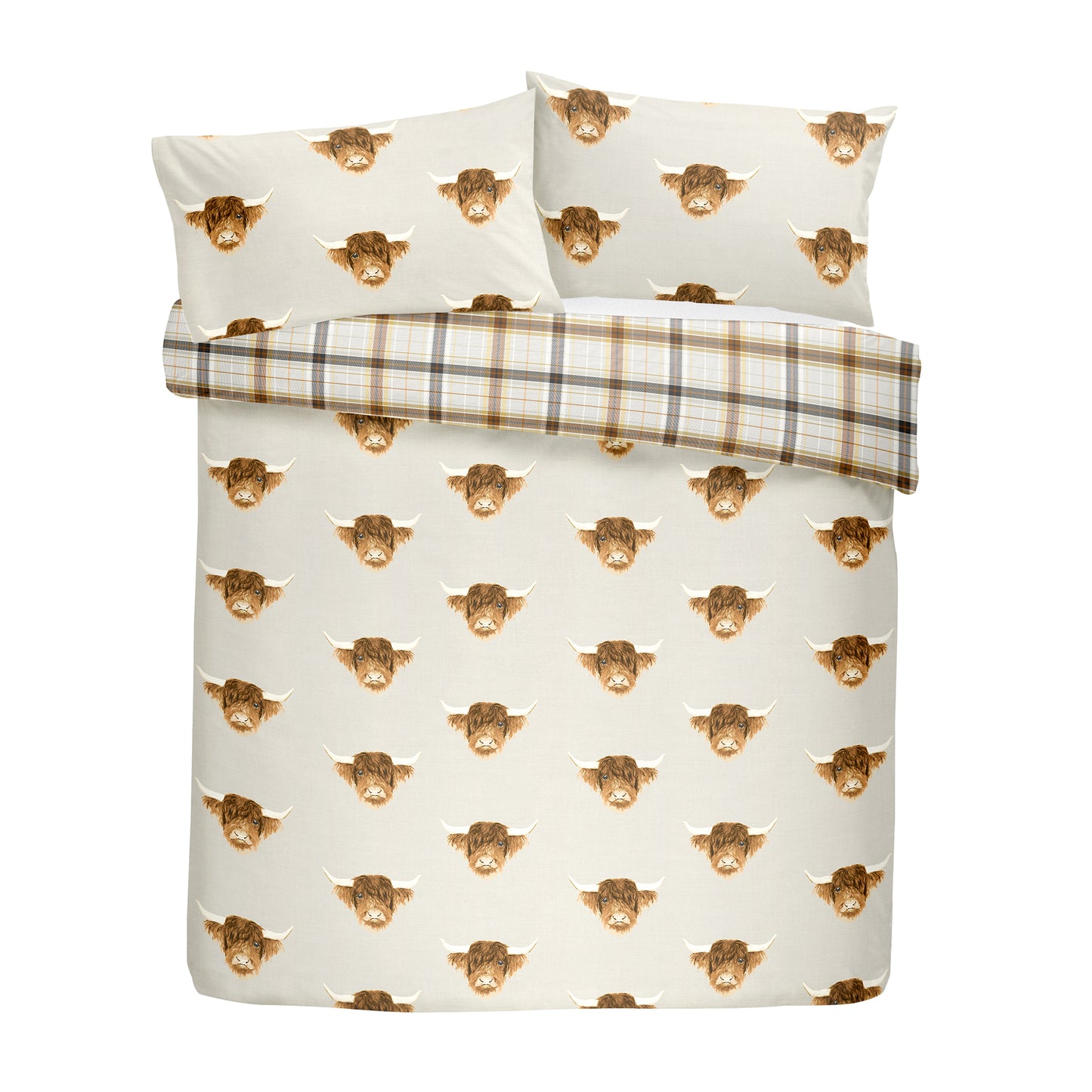 Highland Cow Duvet Cover Set in Natural