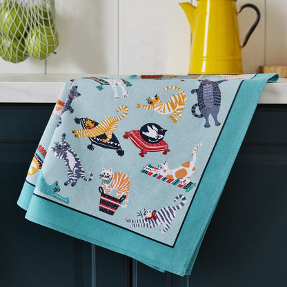 Ulster Weavers Cotton Tea Towel - Kitty Cats (100% Cotton, Blue) - Tea Towel - Ulster Weavers