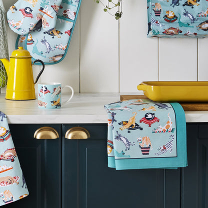 Ulster Weavers Cotton Tea Towel - Kitty Cats (100% Cotton, Blue) - Tea Towel - Ulster Weavers