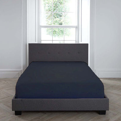 Plain Dyed 32cm Fitted Bed Sheet by Serene in Navy - 32cm Fitted Bed Sheet - Serene