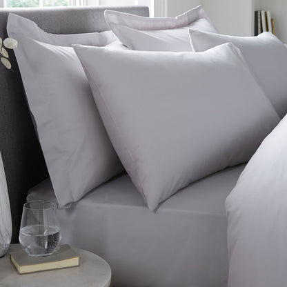 Plain Dyed 32cm Fitted Bed Sheet by Serene in Silver - 32cm Fitted Bed Sheet - Serene
