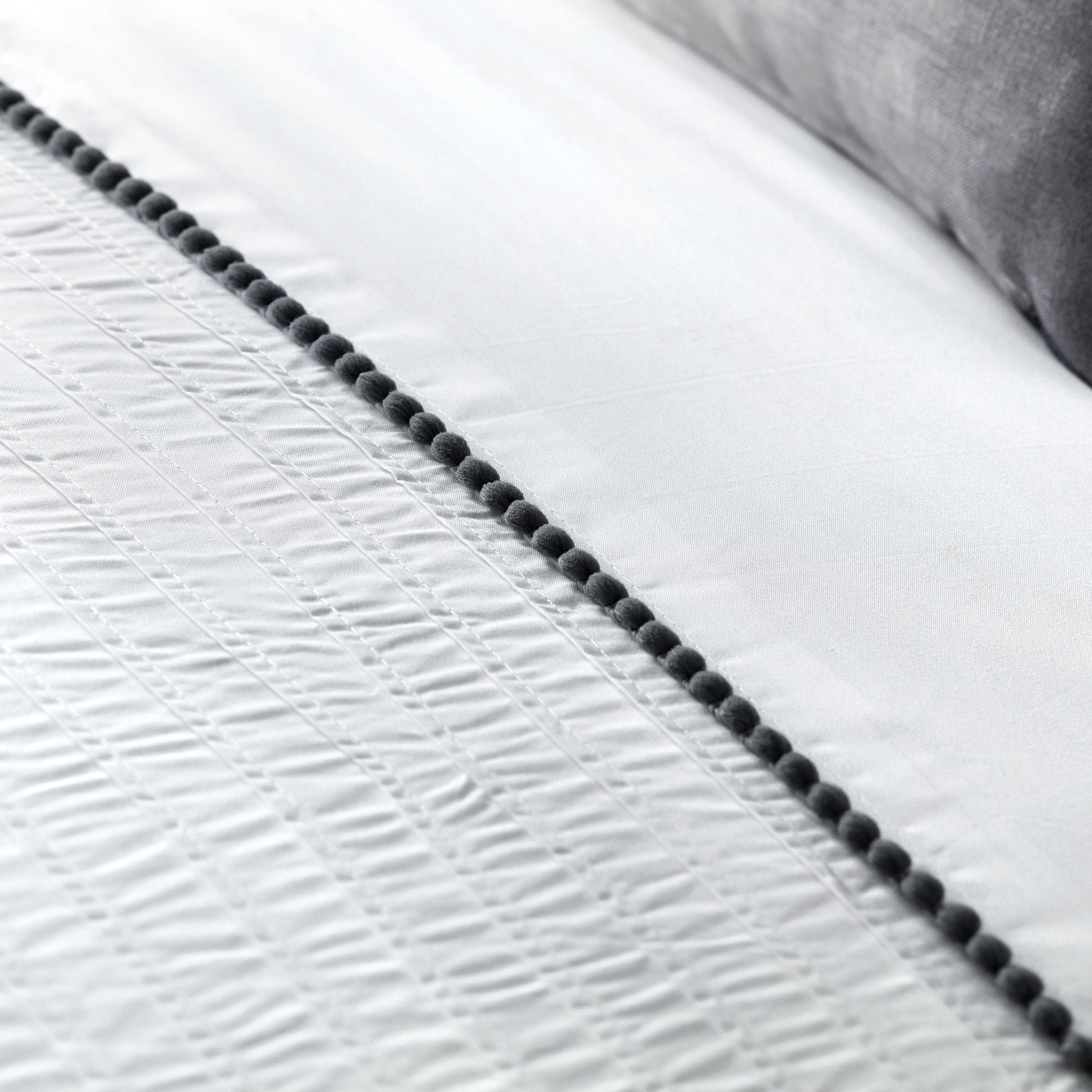 Pom Pom Duvet Cover Set by Serene in Grey - Duvet Cover Set - Serene