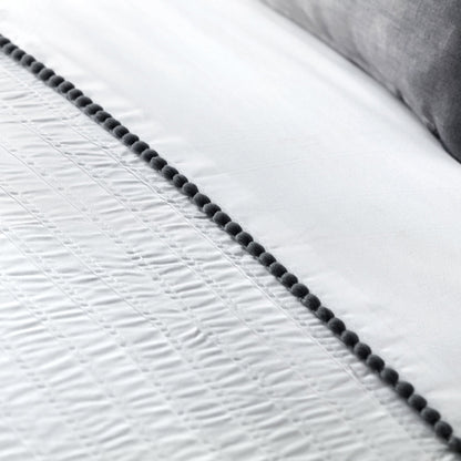Pom Pom Duvet Cover Set by Serene in Grey - Duvet Cover Set - Serene