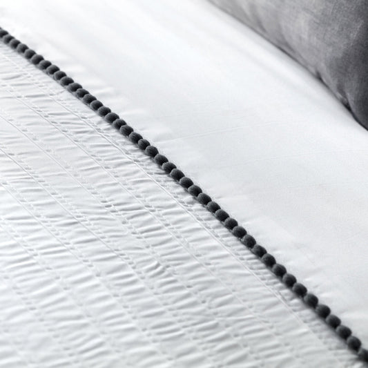 Pom Pom Duvet Cover Set by Serene in Grey - Duvet Cover Set - Serene