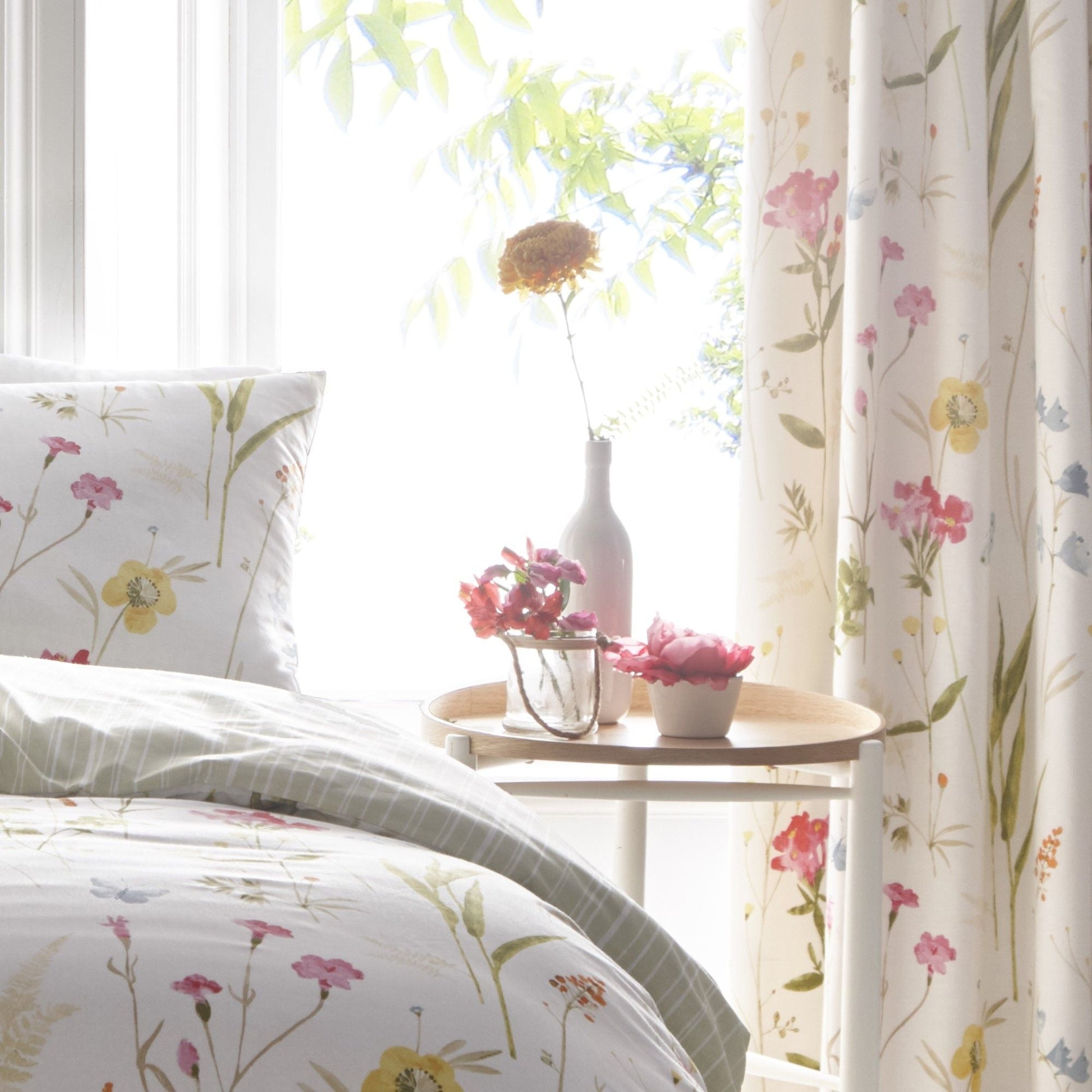 Spring Glade Pair of Pencil Pleat Curtains by Dreams & Drapes in Multicolour - Pair of Pencil Pleat Curtains - Dreams & Drapes