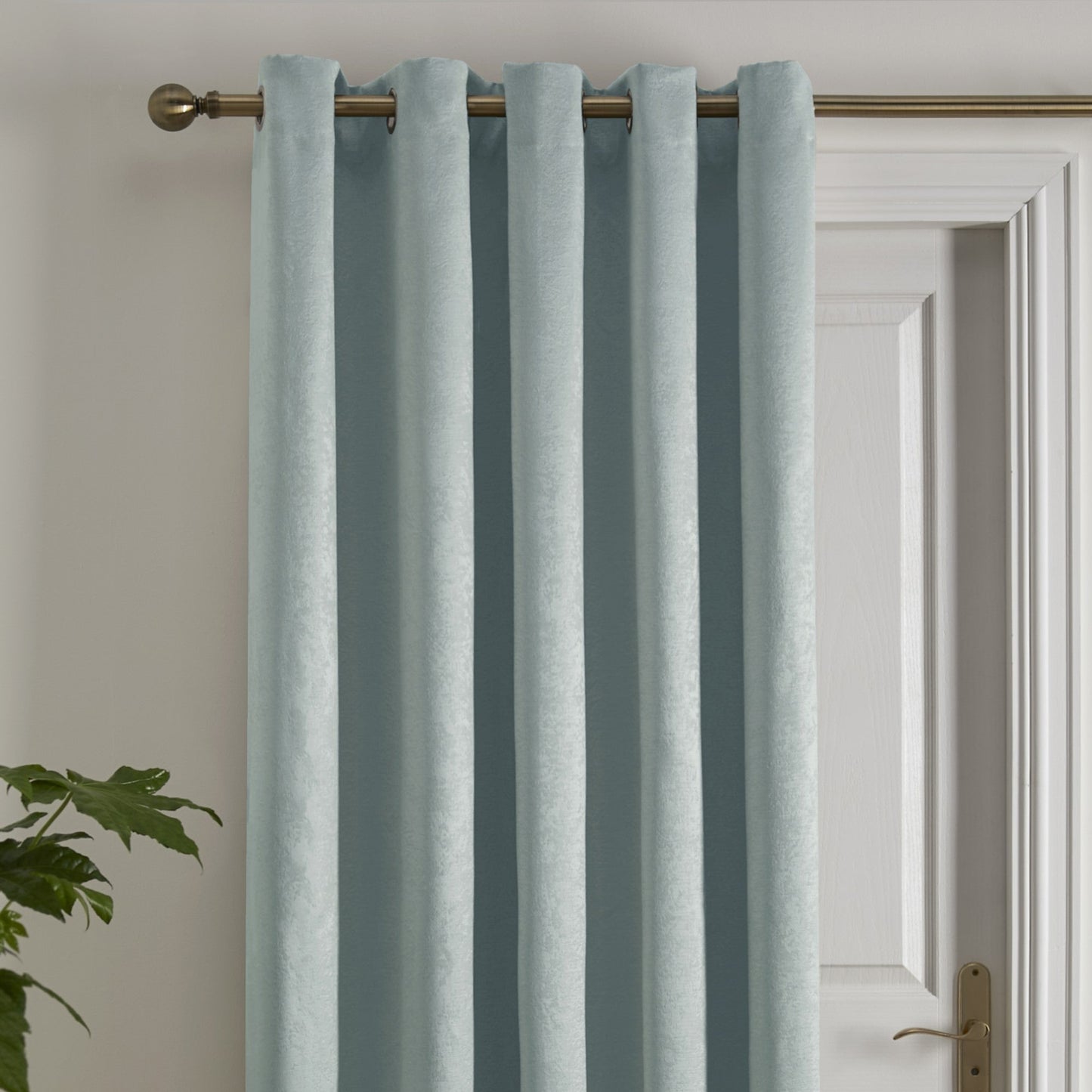Strata Eyelet Single Panel Door Curtain by Fusion in Duck Egg - Eyelet Single Panel Door Curtain - Fusion