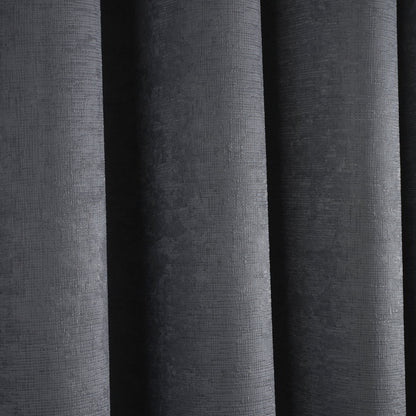 Strata Pair of Eyelet Curtains by Fusion in Charcoal - Pair of Eyelet Curtains - Fusion