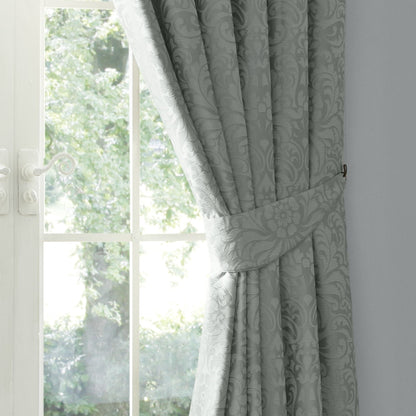 Worcester Pair of Pencil Pleat Curtains With Tie-Backs by Appletree Heritage in Green - Pair of Pencil Pleat Curtains With Tie-Backs - Appletree Heritage